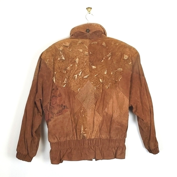 Vintage 80s Winlit Genuine Suede Leather Patchwork Coat - Picture 6 of 9